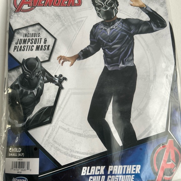 Marvel Avengers Boys' Black Panther Costume Jumpsuit/Mask Halloween Small 4-7 - Picture 2 of 4